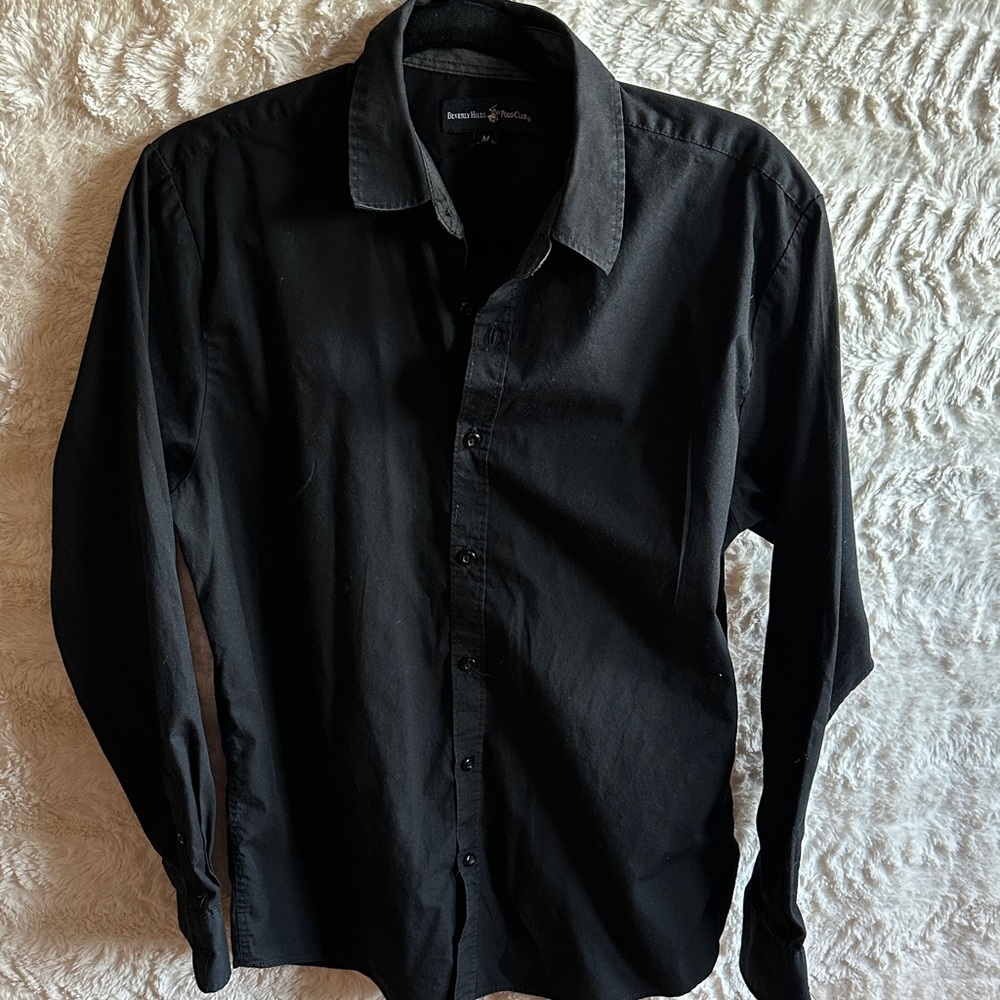 Beverly Hills Polo Club Black Dress Shirt.      F